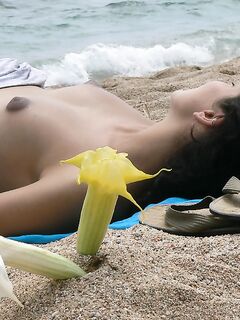 Прохожий фотографирует на пляже загорающих топлес туристок - секс порно фото